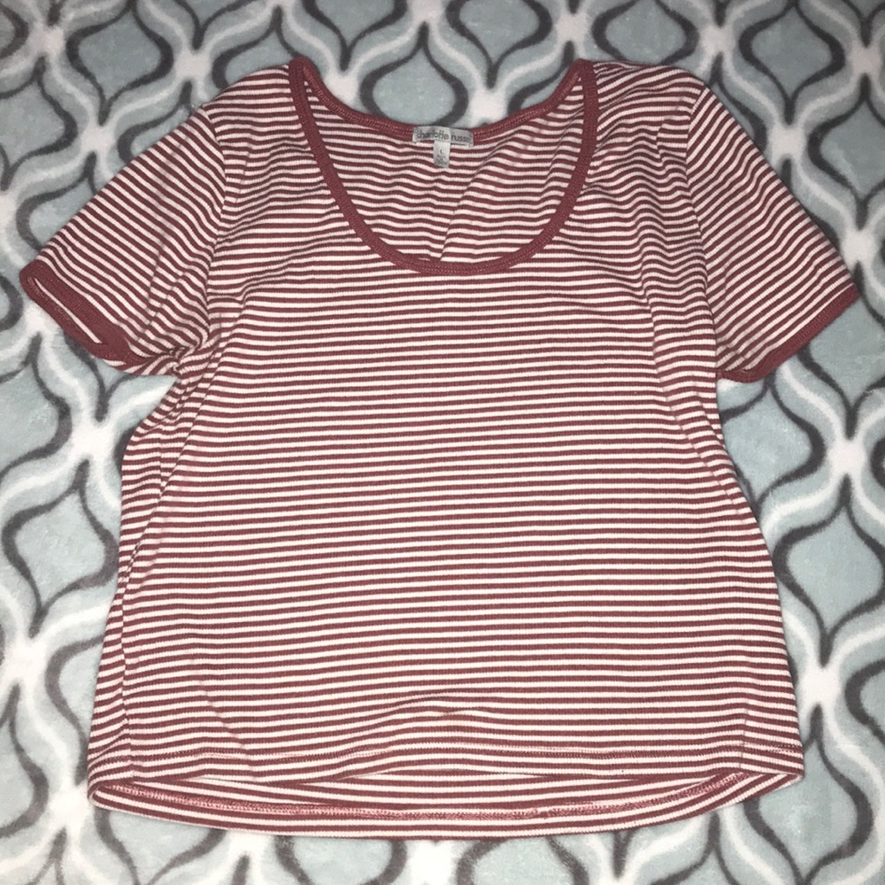 Charlotte Russe Maroon Stripped T shirt